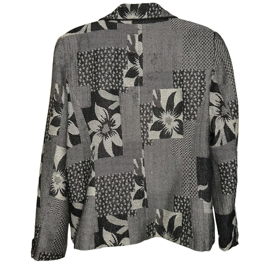 Vintage Black And Gray Patchwork Patterned Blazer… - image 6